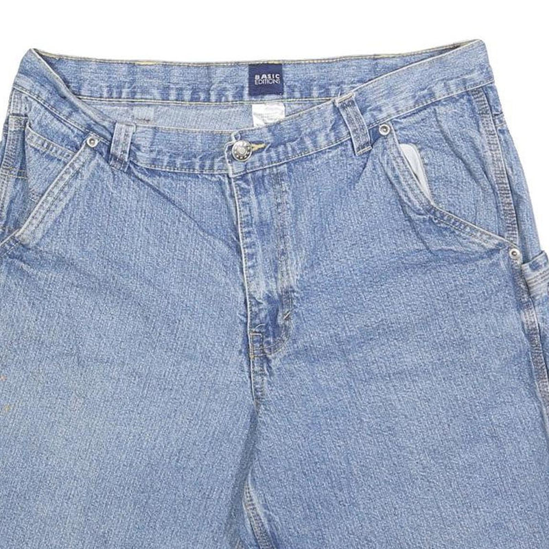 BASIC EDITIONS Mens Denim Blue Casual Shorts M W34 Cotton Blend Relaxed Fit