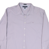 TOMMY HILFIGER Mens Purple Casual Shirt 2XL Cotton Blend Long Sleeve Button