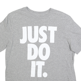 NIKE Mens Grey Just Do It T-Shirt M Short Sleeve Crew Neck Cotton Blend Casual