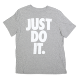 NIKE Mens Grey Just Do It T-Shirt M Short Sleeve Crew Neck Cotton Blend Casual