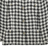 Womens Black & White Check Wool Blend Button Jacket UK 12 Classic Tailored Style