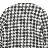 Womens Black & White Check Wool Blend Button Jacket UK 12 Classic Tailored Style