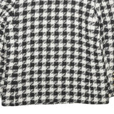 Womens Black & White Check Wool Blend Button Jacket UK 12 Classic Tailored Style