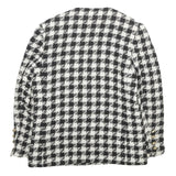 Womens Black & White Check Wool Blend Button Jacket UK 12 Classic Tailored Style