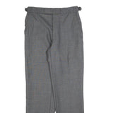 ROCHAS Mens Grey Regular Fit Straight Leg Trousers W30 L32 Formal Classic
