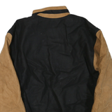 NORTH END Mens Black & Tan Wool Blend Bomber Jacket S Woven Zip Casual