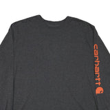 CARHARTT Mens Charcoal Grey Long Sleeve Crew Neck 2XL Cotton Blend Logo Sleeve