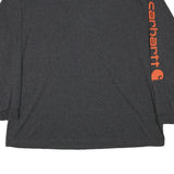 CARHARTT Mens Charcoal Grey Long Sleeve Crew Neck 2XL Cotton Blend Logo Sleeve
