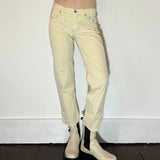 Jeckerson Contrast Stitch Trousers - 28W UK 6 Cream Cotton