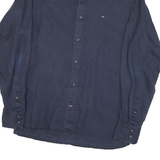 TOMMY HILFIGER Mens Navy Blue Shirt M Button-Down Collar Long Sleeve Cotton
