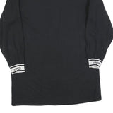 LEVI'S Womens Black Cotton Blend Jersey Long Sleeve Mini Dress L Logo Cuffs