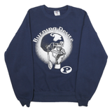 JERZEES Mens Navy Blue Burning Desire Crew Neck XL Graphic Print Sweatshirt