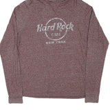HARD ROCK CAFE Mens Maroon Pullover Hoodie S New York Cotton Blend