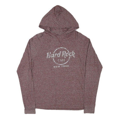 HARD ROCK CAFE Mens Maroon Pullover Hoodie S New York Cotton Blend
