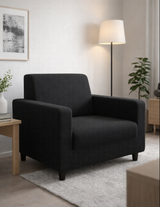Anyseat 1-Seater Sofa Cover – Plain Black Style Slipcover for Living Room Chair Protection