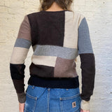 Patchwork Love Moschino Cardigan - Small Brown Wool Blend