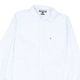 TOMMY HILFIGER Womens Blue & White Striped Shirt UK 8 Classic Button Down Long
