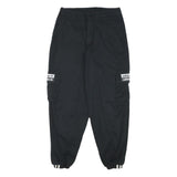 ADIDAS Mens Black Cotton Blend Relaxed Cargo Trousers W28 L26 Logo Zip Closure