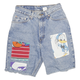 LEVI'S Womens Denim Blue Shorts S W26 Cartoon Patch Cut-Off Style