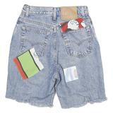 LEVI'S Womens Denim Blue Shorts S W26 Cartoon Patch Cut-Off Style
