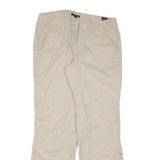 TOMMY HILFIGER Womens Relaxed Beige Cotton Blend Trousers W34 L32 Casual