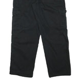 Mens Black Cotton Blend Relaxed Zip Cargo Trousers W32 L30 Functional Pocket