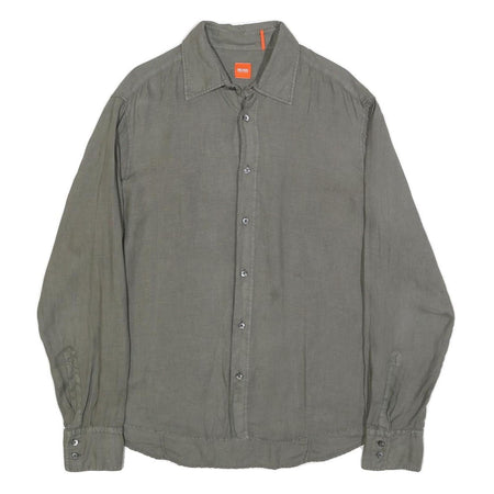 BOSS HUGO BOSS Mens Grey Casual Shirt M Lightweight Comfort Long Sleeve Relaxed