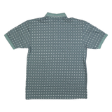 BERT PULTIZER Mens Green & White Patterned Short Sleeve Polo Shirt L Cotton