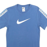 NIKE Mens Blue White Logo Tape Sleeve Graphic T-Shirt XS Crew Neck Short Sleeve