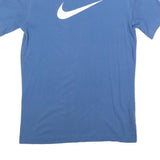 NIKE Mens Blue White Logo Tape Sleeve Graphic T-Shirt XS Crew Neck Short Sleeve