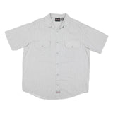 DICKIES Mens Grey & White Striped Casual Shirt 2XL Cotton Blend Short Sleeve