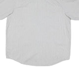 DICKIES Mens Grey & White Striped Casual Shirt 2XL Cotton Blend Short Sleeve