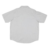 DICKIES Mens Grey & White Striped Casual Shirt 2XL Cotton Blend Short Sleeve