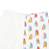 PARAH Mens Shorts White & Multicolour Sailing Boat Casual L W30 Summer