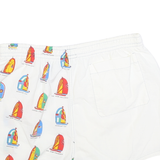PARAH Mens Shorts White & Multicolour Sailing Boat Casual L W30 Summer