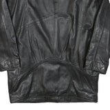 Womens Black Leather Button Jacket XL Woven Classic Oversized Stylish