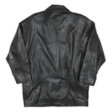 Womens Black Leather Button Jacket XL Woven Classic Oversized Stylish