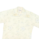 CAMPIA Mens Cream Tropical Print Cotton Shirt M Summer Casual Vacation