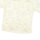 CAMPIA Mens Cream Tropical Print Cotton Shirt M Summer Casual Vacation