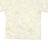 CAMPIA Mens Cream Tropical Print Cotton Shirt M Summer Casual Vacation