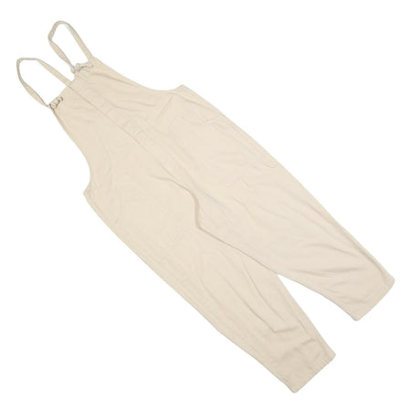 CLOCKHOUSE Womens Cream Dungarees Regular Fit Cotton Blend L W36 L26 Casual