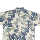 CHAPS Mens Cream & Blue Tropical Print Cotton Shirt XL Casual Summer Vacation