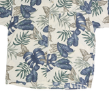 CHAPS Mens Cream & Blue Tropical Print Cotton Shirt XL Casual Summer Vacation