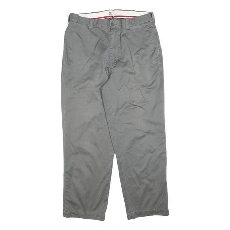 GAP Mens Cotton Blend Grey Relaxed Straight Trousers W35 L30 Casual Zip