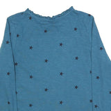 JOULES Womens Blue Printed Long Sleeve Round Neck UK 12 Cotton Blend Top