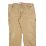 DICKIES Mens Beige Regular Fit Straight Leg Trousers W34 L32 Cotton Blend Zip