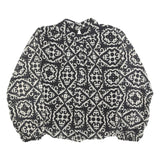 BLUE VANILLA Womens Black & White Printed Blouse Long Sleeve High Neck S