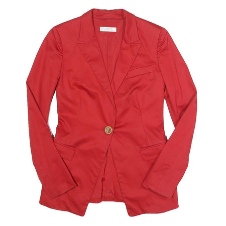 VERSACE Womens Red Blazer Jacket S Cotton Blend Plain Button Elegant Tailored