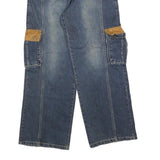 HBNG Womens Relaxed Blue Denim Stone Wash Jeans W32 L30 Cargo Pocket Workwear