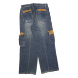 HBNG Womens Relaxed Blue Denim Stone Wash Jeans W32 L30 Cargo Pocket Workwear